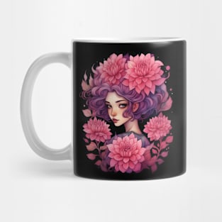 Pink dahlias flower girl Mug